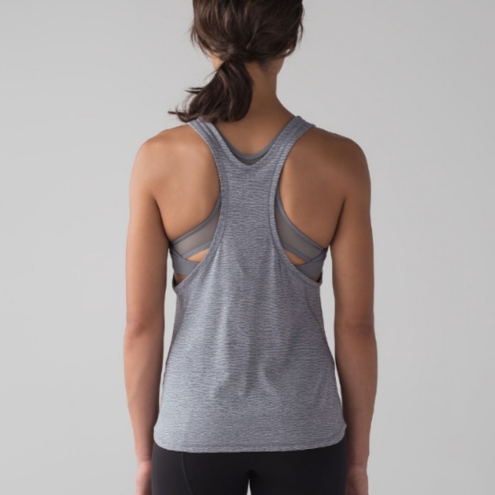 Lululemon Glide and Stride Tank Sheer Luon V2 Arctic Grey lce Size 8